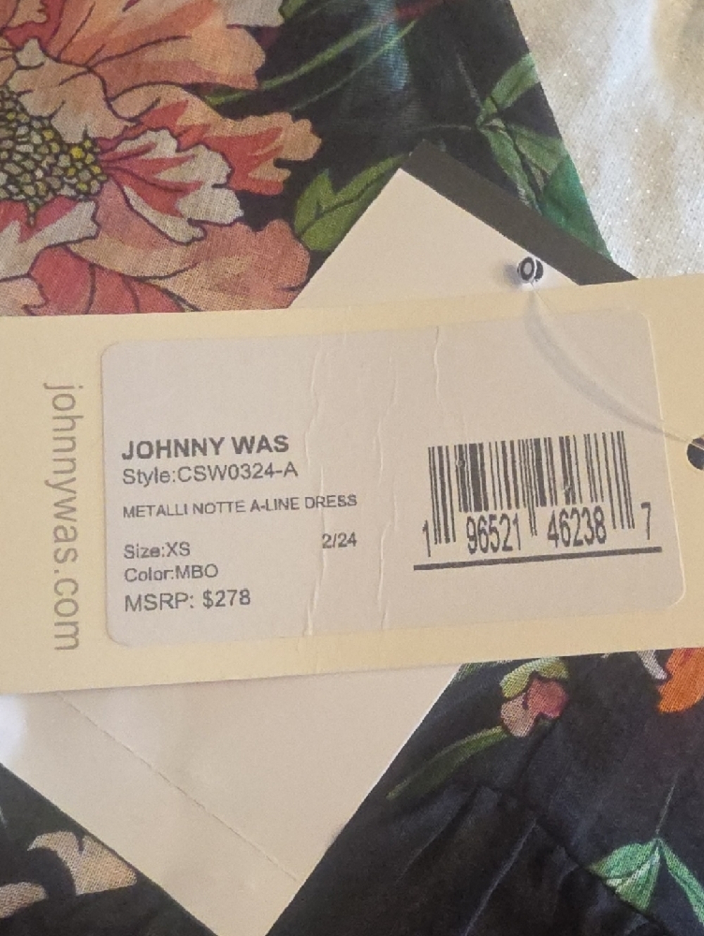 Johnny Was Metalli Note A-Line Black Swing Mini Dress with Multicolor Blooms XS - Picture 14 of 15